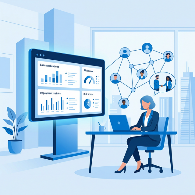 Lending dashboard with trust scores illustration
